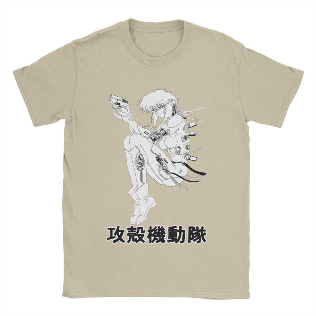 Novelty Motoko Ghost In The Shell T-Shirt Men Round Collar Pure Cotton T Shirts Anime Manga Tees New Arrival Clothes