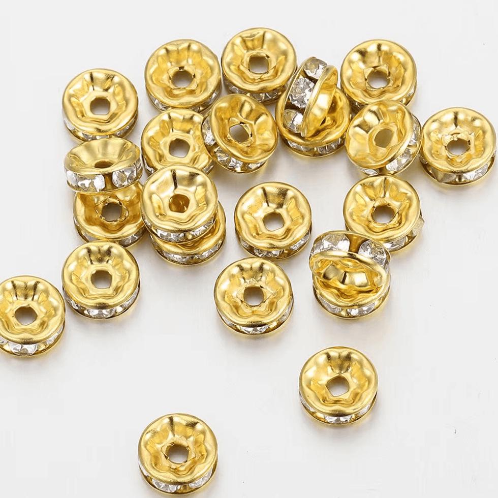 Diamond Rhinestone Spacer Beads: Handmade Bracelet String with 2 Flower Rods