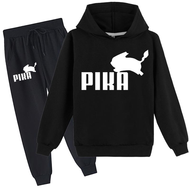 

Детские осенне-зимние джемперы с рисунком Пикачу и рисунком покемонов, топы, детский свитер с капюшоном, комплект 100-170 см 170cm чёрный