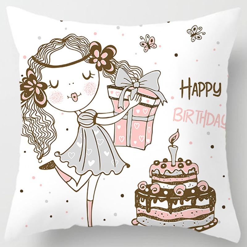 Love Birthday Girl Series Pillow Gift Home Office Decoration Pillow Bedroom Sofa Car Cushion Cover