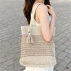 Women Straw Tote Bag Large Capacity Woven Handbag Summer Beach Bag Tassel Decor Boho Shoulder Bag Handmade Rattan Tote