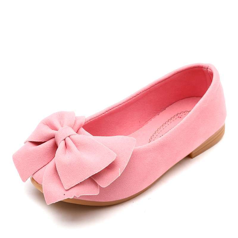 

2018 new solid color bow princess shoes, girls fashion trend single shoes, comfortable and wear-resistant one-pedal shoes 21 yards inner length about 13cm розовый