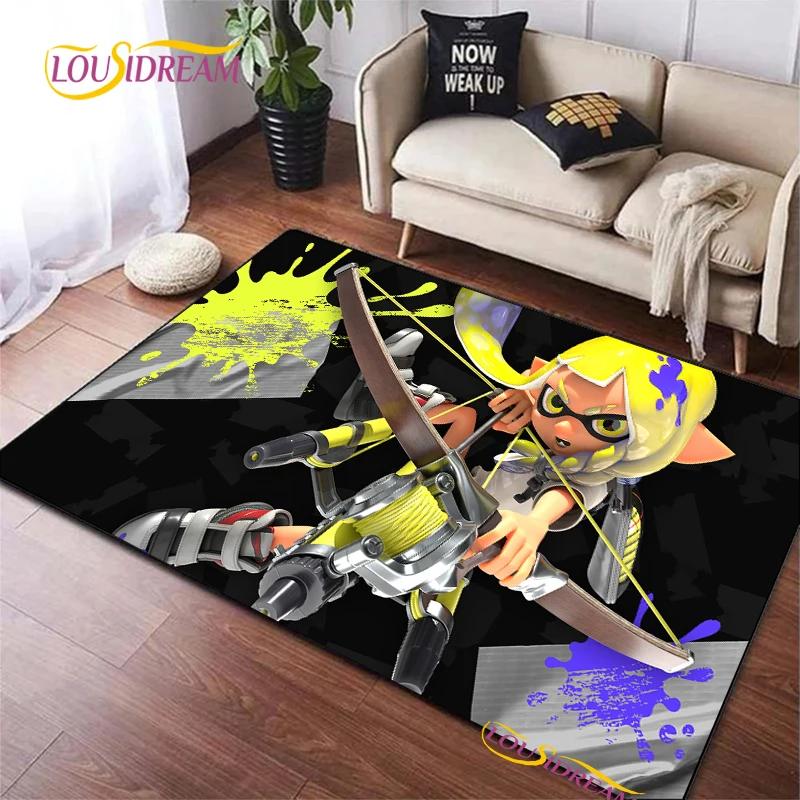 Tappeto Cartone Animato Gioco Splatoon per Soggiorno Camera da Letto Decorazione Tappeti da Area Cucina Tappetino Antiscivolo Alfombra Regalo di Compleanno Tappetino Poster