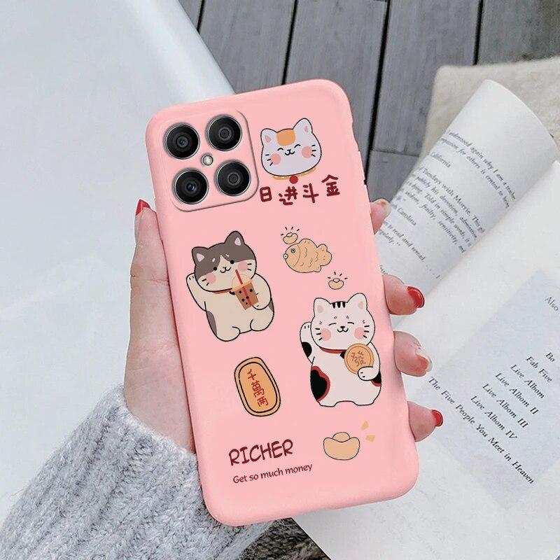 جراب Honor X8 4G 5G جراب هاتف Honor X6 Funda غطاء سيليكون ناعم غير لامع لطيف لهاتف Huawei Honor X8 4G ممتص للصدمات على شكل قلب حب وحقائب واقية مقاومة للصدمات
