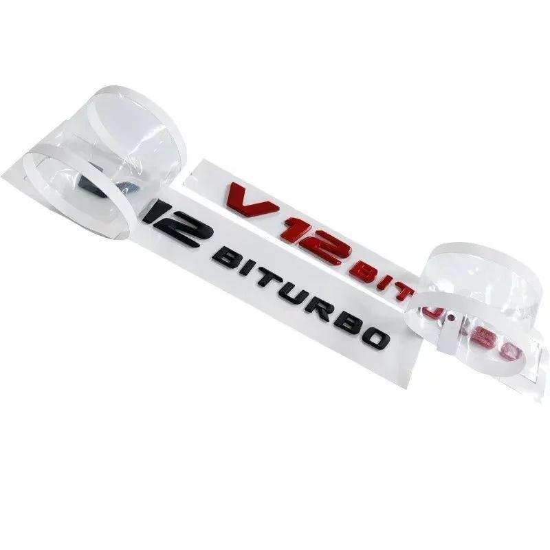 Compatible Mercedes-Benz V8 BITURBO Side Badges for C63, G63, S65, V12 Turbocharged Fender Emblem Letters.
