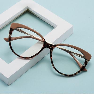 Retro Trend Versatile Glasses Frame Anti-Blue Light Fashion Flat Glasses Personalized Cat Eye Leopard Print Glasses Women