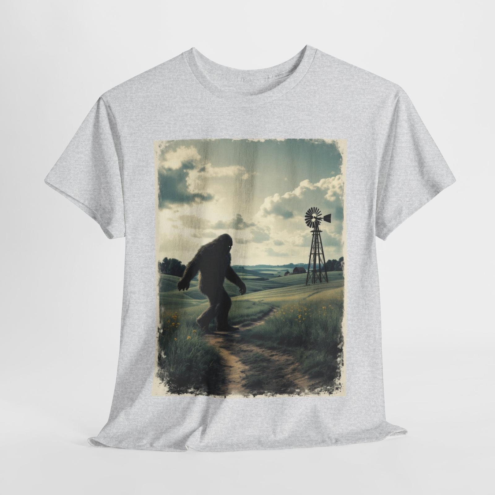 Bigfoot Goes To Iowa T-Shirt | Funny Sasquatch Tee | Cryptid Midwest Adventure XL