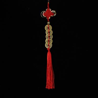 Brass Five Emperors' Money, Chinese Knotted Fringed Rope, Door-to-door Pressure Threshold , Pendant, Transshipment, Rice, Carry Copper Coins with You