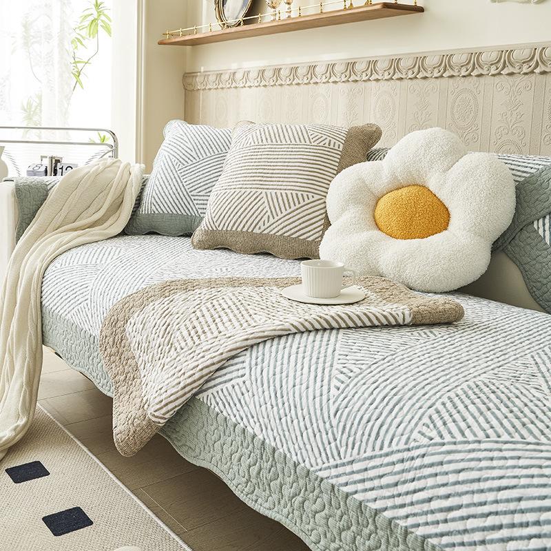 Хлопковая подушка для дивана четыре сезона нескользящая простая ткань хлопковая подушка для сиденья кожаный чехол для дивана тканевое полотенце 4545 1374₽