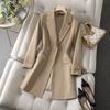 Turn Down Collar Blazers Women Fashion Solid Casual Breasted Coats Ladies Long Sleeve Jacket