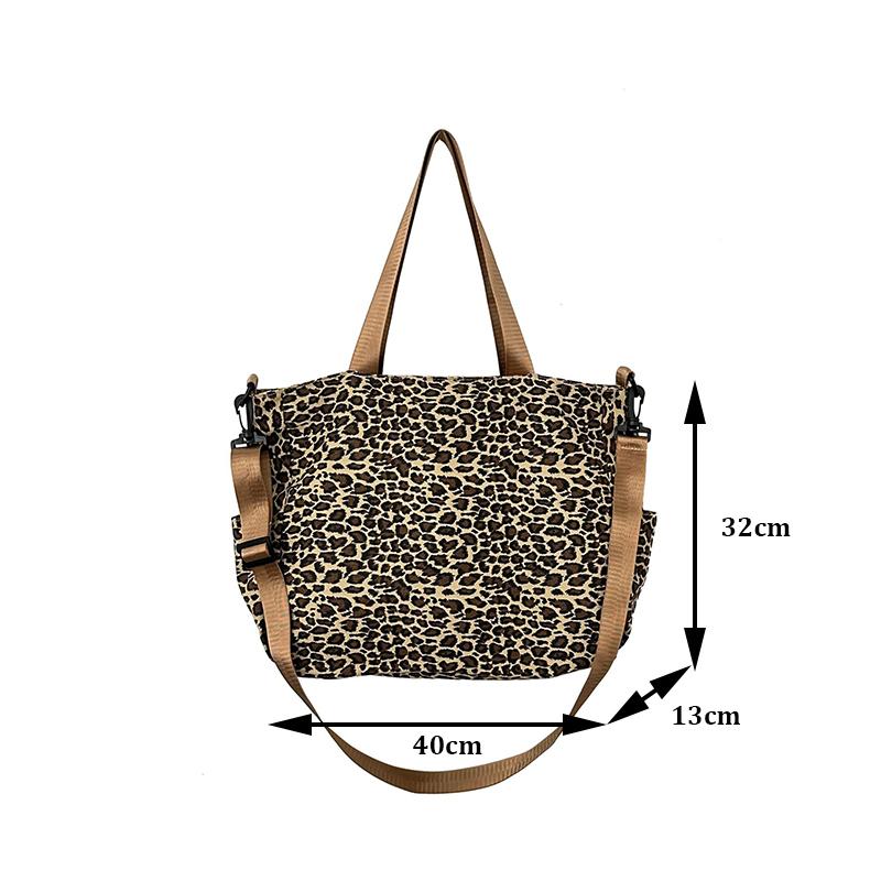 Women's New Shoulder Bag Leopard Print Casual Shopping Bag Large Capacity European and American Fashion Solid Color Tote Bag CLE