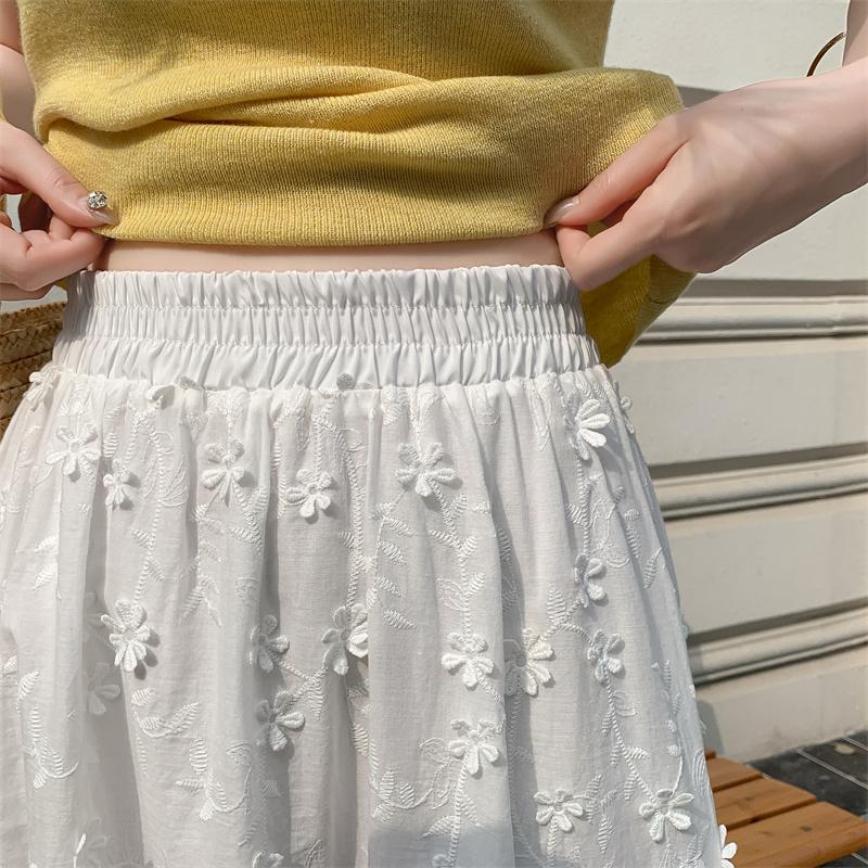 DIMANAF 2025 Letní Dámské Sukně Vintage Elastické Bílé Plisované Elegantní Dlouhé Sukně Nové Krajka Vysoký Pas