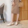 Genuine Leather SpringSeason and FallSeason Four Seasons Silent Work Gold Buckle Paint Glossy Round Head British Small Leather FootPairs Lady