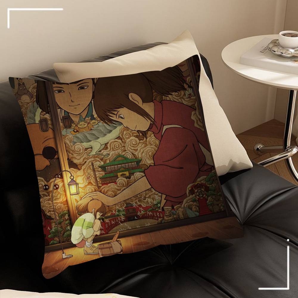 Spirited Away Anime Poster Maple Design Cushion Cover Happy Autumn Harvest Decor Holiday Decorati Pillow Cover