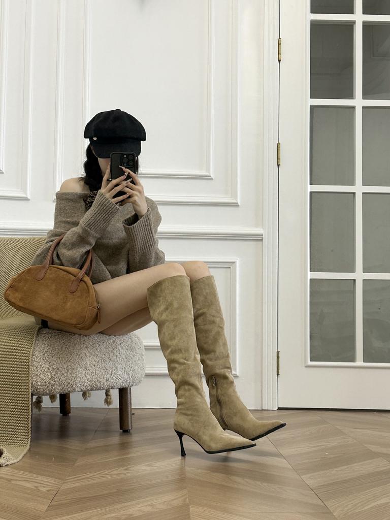 2025 Autumn and Winter Japanese New Two-wear Knight Boots Thin Heel High Heel Boots Pointed Women's Boots