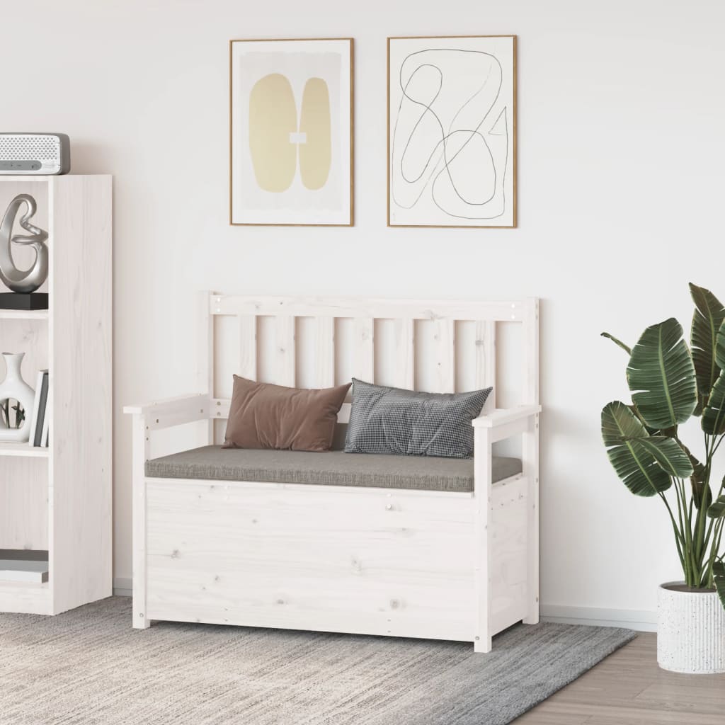 Vidaxl Banco, Blanco, 112,5X51,5X96,5 Cm, Madera Maciza de Pino