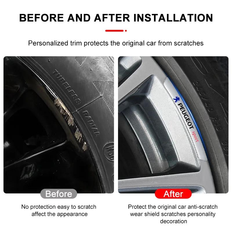 For Peugeot Car Styling Auto Wheel Hub Badge Tire Rim Stickers Accessories For Peugeot 206 207 307 3008 2008 308 407 408 508 301