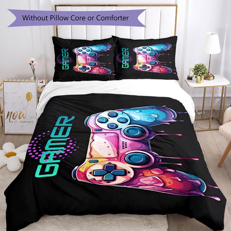 3pcs Game Controller Bedding Set Duvet Cover Closure Includes 1 Duvet Cover & 2 Pillowcases, Soft and Comfortable for All Seasons.