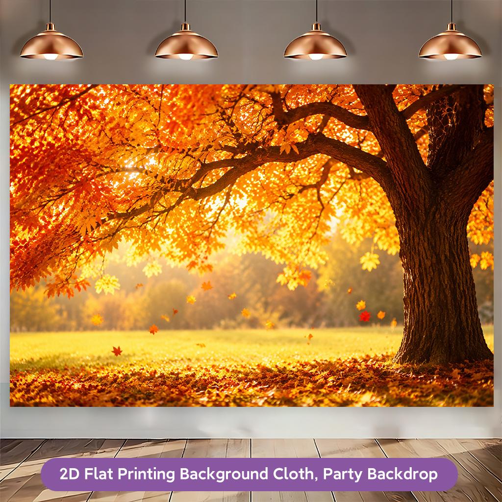 1Pcs Fall Tree Golden Autumn Leaves Scene Decoration Background Fall Backdrop Decorations For Photo Studio Photo Booth Party