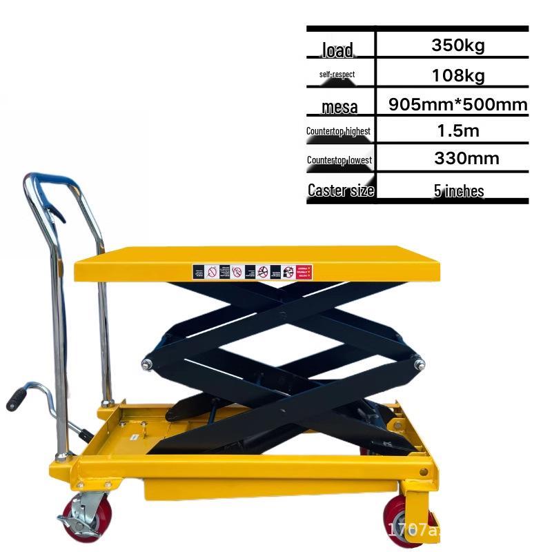 Compact Manual Hydraulic Scissor Lift Cart with Foot Pedal