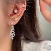 Korean Zircon Christmas Tree Earrings Rhinestone Crystal Star Drop Earring Gift