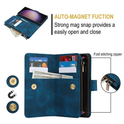Crossbody Zipper Cards Solt Wallet Leather Case For Samsung Galaxy S24 Ultra S23 Plus S22 S21 A55 A15 A35 A25 A54 A24 Flip Cover