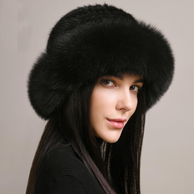 

New Genuine Real Natural Knitted Mink Fur Hat Cap Luxury Women Handmade Knit Fashion Winter Headwear Warm Real Fox Fur Beanies 55-60cm чёрный