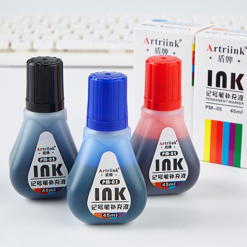 45ml Box of Permanent Markers Ink Quick-Drying Waterproof Black Red Blue Colors Oil-Based Filler Liquid for Pens