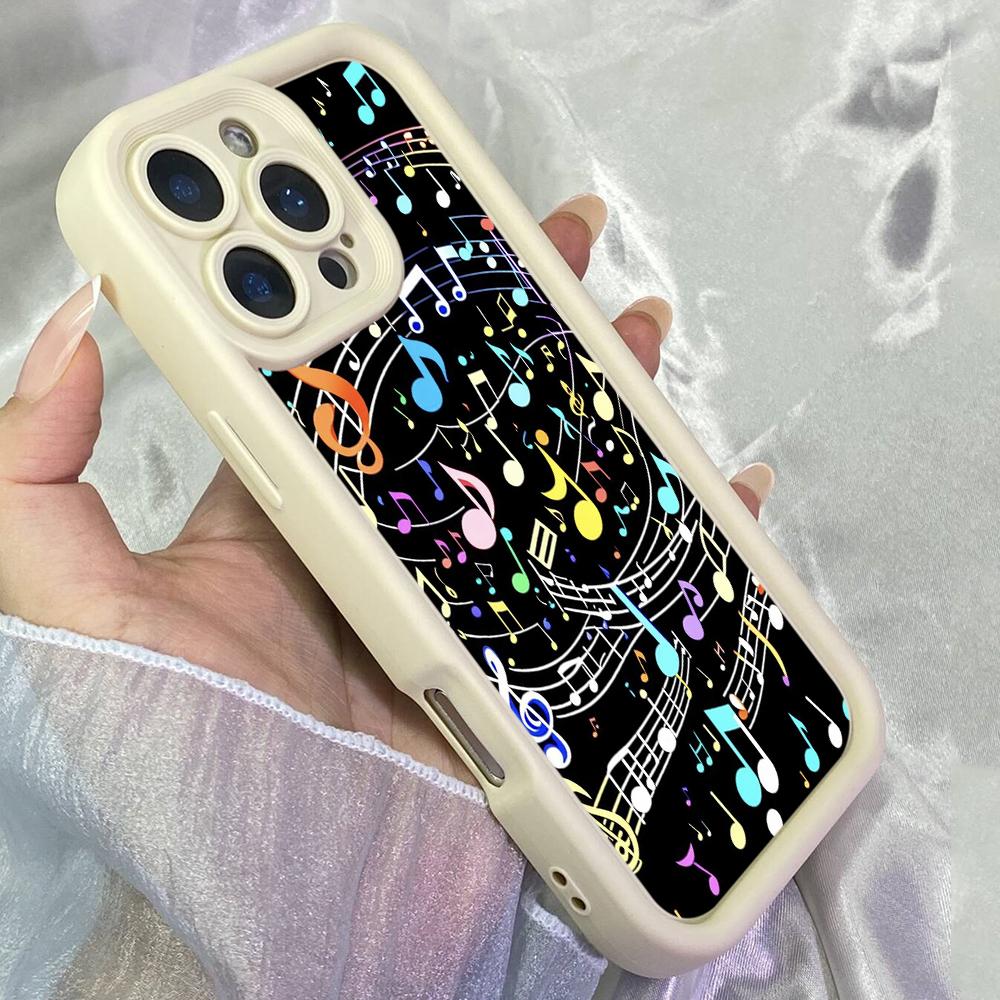 JT184 Colorful musical notes Art for iPhone 17 16 15 14 Pro Max Samsung S26 S25 Ultra A17 A16 A07 A56 A25Xiaomi 15T Redmi 15c 14C Soft TPU Case