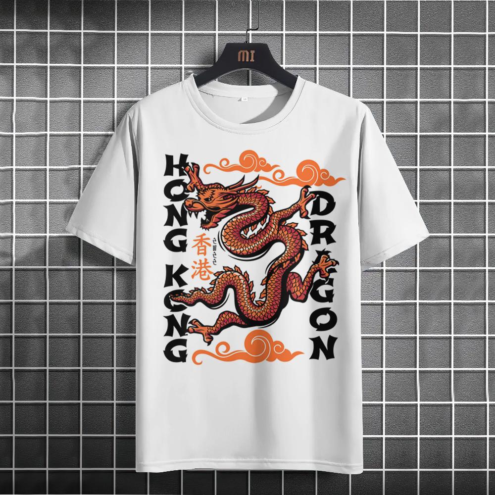 Year of the Dragon Men's T-shirt China Style Casual Short-sleeved New Year Clothing For Men O Neck Loose Sweatshirt Fashion Tees