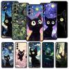 Artistic Black Cat Starry Night Phone Case For Samsung Galaxy S25 Edge S24 Plus S23 FE S22 S21 S20 Ultra 5G S10 Protect Cover