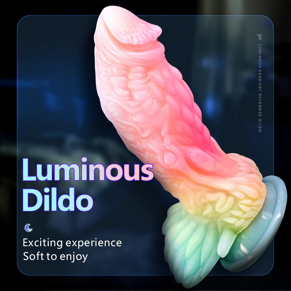 Candy Color Luminous Dildo Fluorescent Mixed Color Dildo Soft Alien Anal Plug Potřeby pro ženy pro dospělé sexuální hračky Tekuté