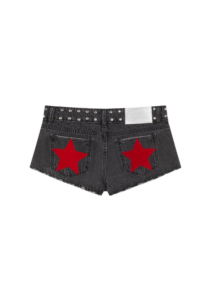 Y2K Low-Waist Jeans-Shorts mit Sternenprint - Damenmode