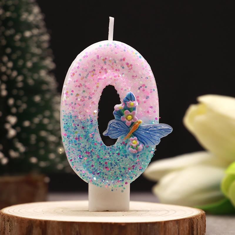 0-9 Number Cake Candles Party Supplies Pink Butterflies Candles Accessories Cake Shop Props Valentine's Anniversary Candles Blue
