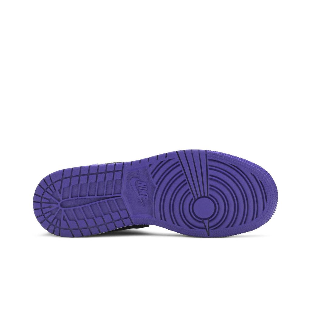 Air Jordan 1 Mid SE Grade School 'Varsity Purple' (Unisex) White / Black / Light Solar Flare Heather / Varsity Purple Kids' Basketball Shoes