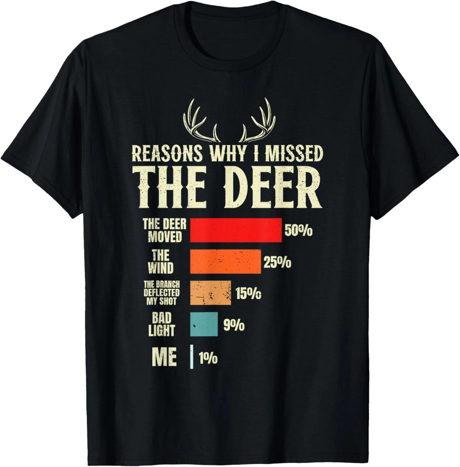 Funny Hunter Reasons why i Missed The Deer Hunting T-Shirt unisex T-Shirt L
