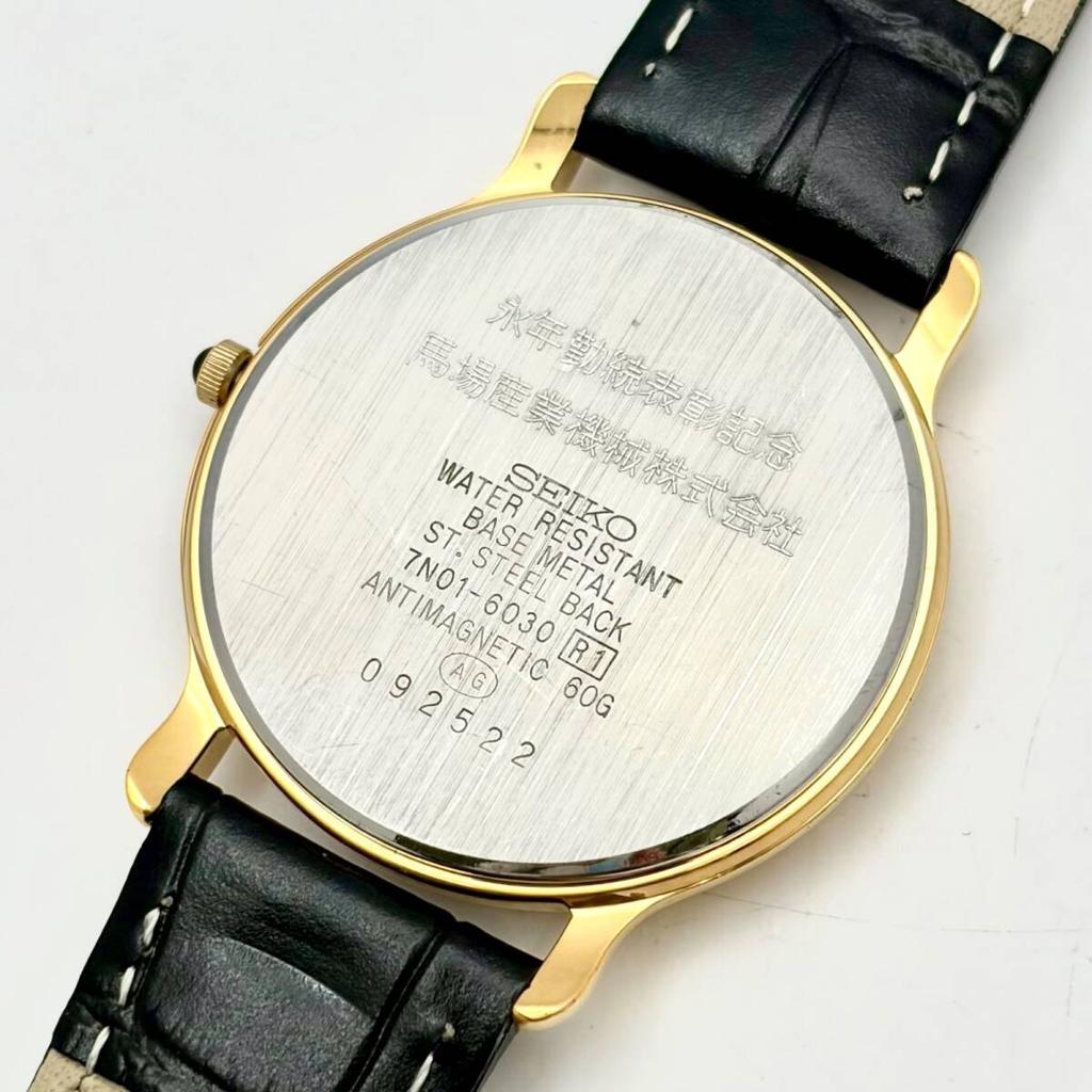 SEIKO Watch Gold 092522 New Strap with Engraving [Excellent Condition/ New Battery] Men's 7N01-6030