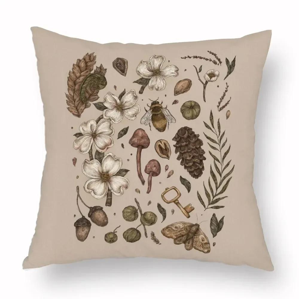 

Flower Fox Pillowcase Cushion Cover Animal Skull Print Sofa Soft Retro Living Room Bedroom Home Decor 66x66cm бордовый