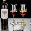 Set di Coppe Vintage in Smalto e Cristallo Lussuose Bicchieri da Champagne e Vino per Cena Romantica e Occasioni Speciali