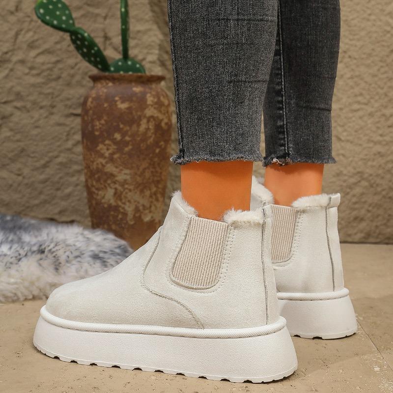 Fashion 2024Women's Boots Rubber Thick Sole Non Slip Platform Ankle Boot Plush Warm Snow Boots for Women Winter Cotton Boots Botas Mujer