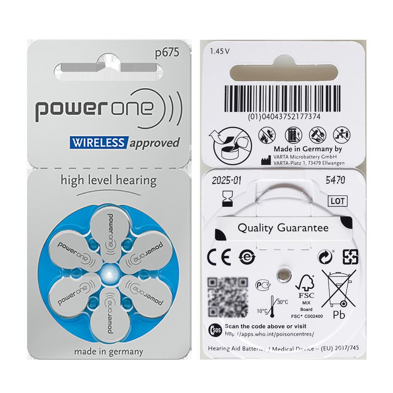 Powerone Zinc-Air Hearing Aid Batteries P675 PR44 A675 S675 AG13