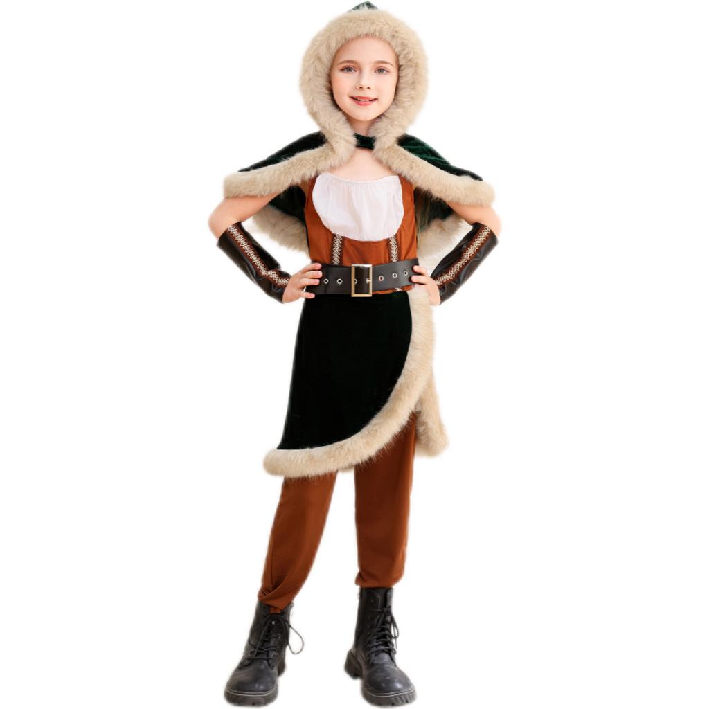 XXXS-XL Medieval Viking Age Dark Warrior COS Huntress Costume Halloween Christmas Knight Costume