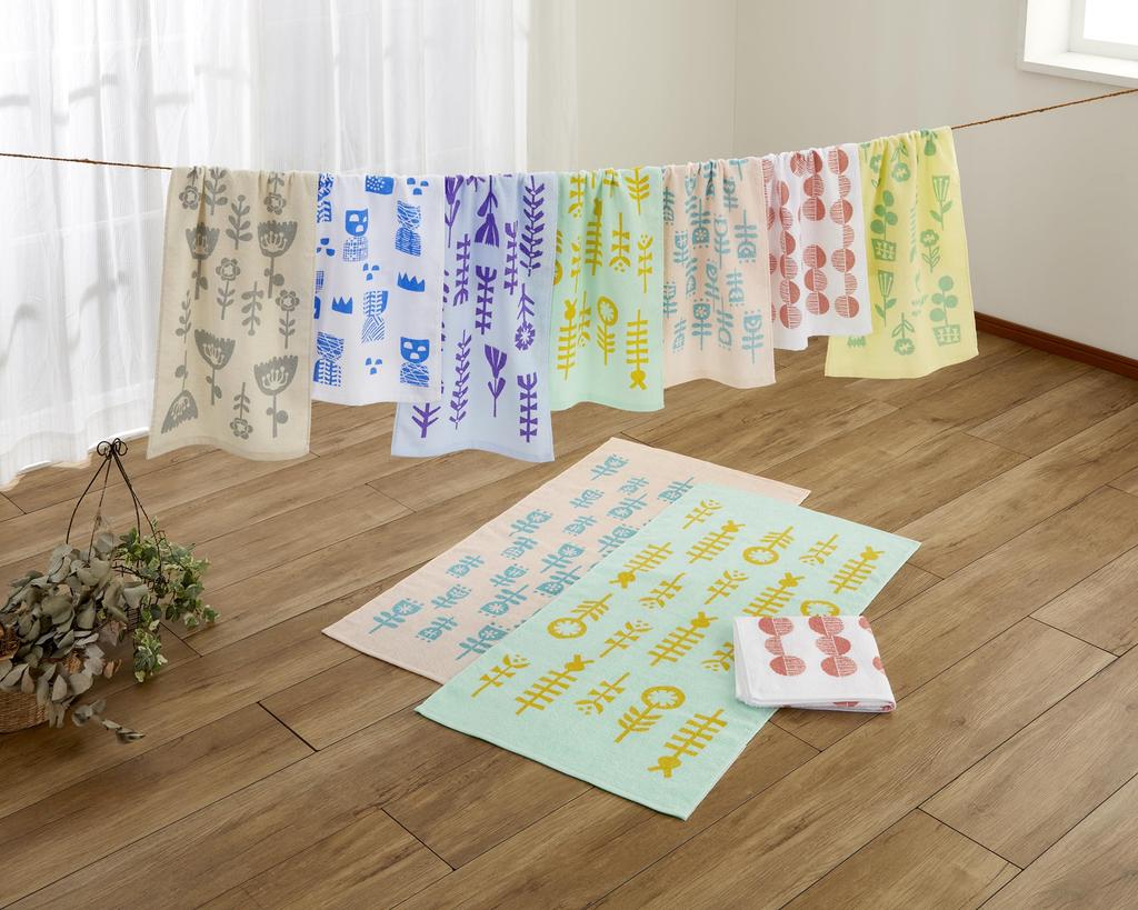 Kosugizen Mini Bath Everyday Print Scandinavian 3 Colors 1 of 50 x 100 Convenient Compact Thin Quick Set of Towels, Towels, Style, (3 Patterns), Each,