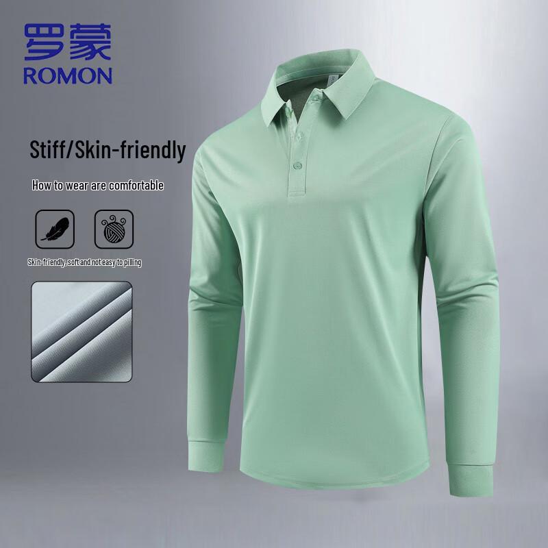 ROMON Men s Long-Sleeve Business Casual Polo Shirt 5XL
