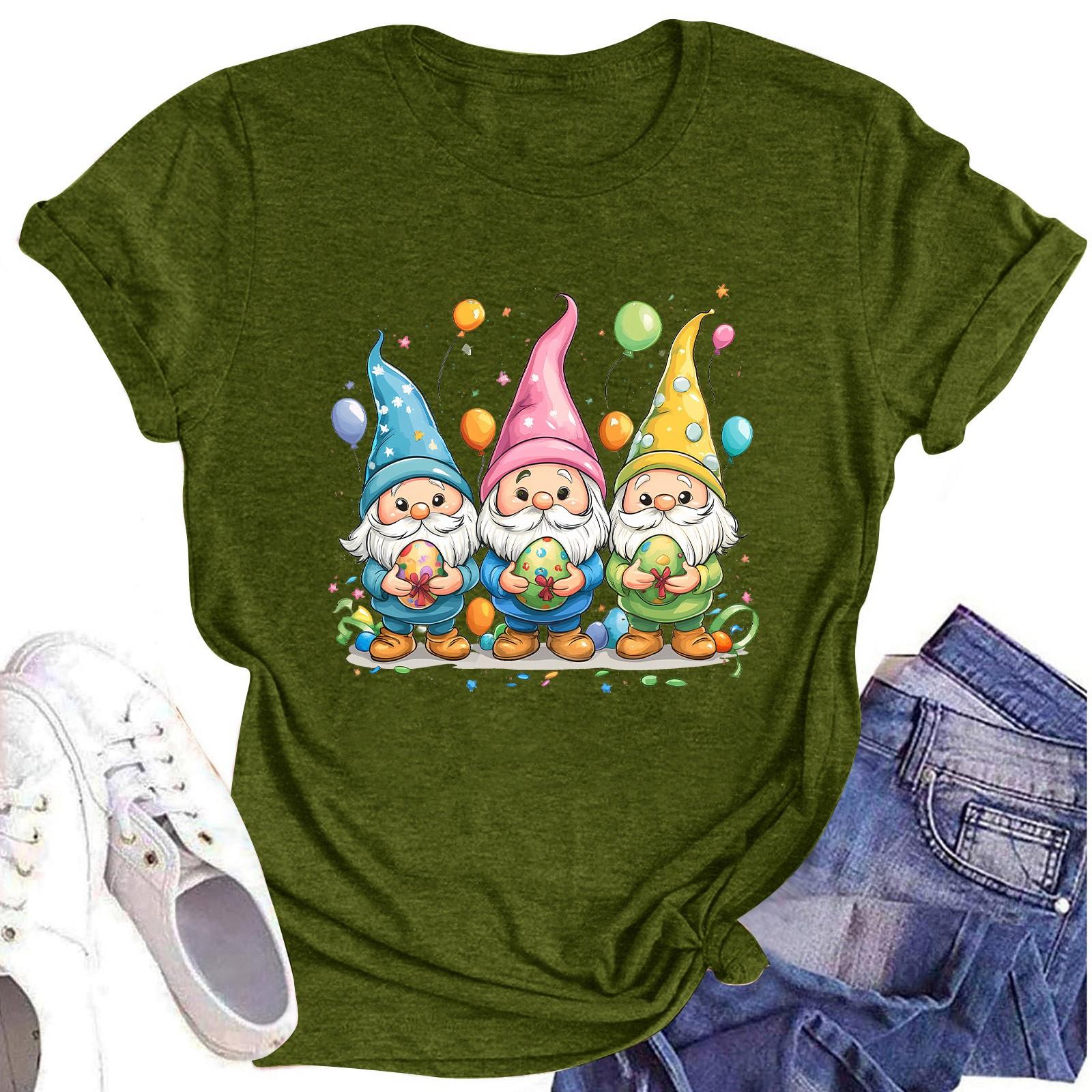 

Женский топ с круглым вырезом, повседневный принт, футболка с короткими рукавами L армия зеленый