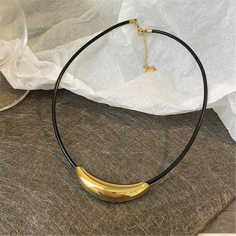 Titaniums Steel Necklace Comfortable Leather Strap Necklace Daily Wear Necklace Great for Casual and Formal Event