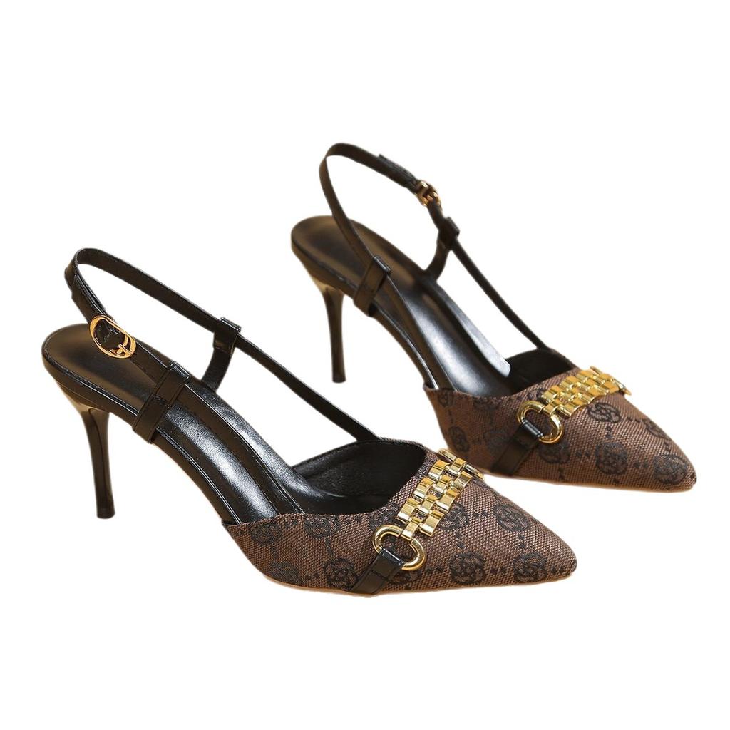 Summer new fashion high-heeled pointed women's sandals Korean version high-heeled sandals buckle bag head stiletto sandals