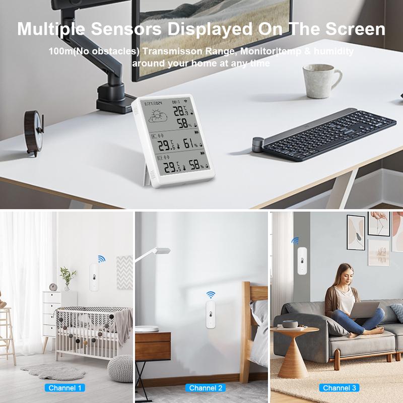 Tuya RF433 Temperature and Humidity Sensor WiFi Smart Thermometer Smart Life Monitoring Supports Multiple Sensors