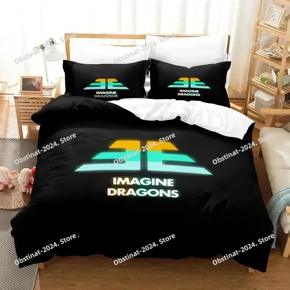 Zestaw pościeli 3D Imagine Dragons Album Cover Poszewka na kołdrę Zestaw pościeli Poszewka na poduszkę Pocieszyciel King Queen Size Chłopcy Dorośli