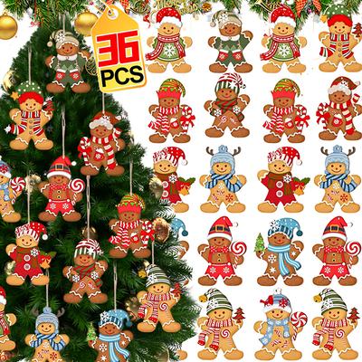 36/12 τεμ. Στολίδια Άνθρωπος Πιπερόριζας Χριστουγεννιάτικο Δέντρο Ξύλινα Κρεμαστά Διακοσμητικά Κρεμαστά Χαριτωμένα Κινούμενα Σχέδια Χριστουγεννιάτικα DIY Κρεμαστά Διακοσμητικά Σπιτιού